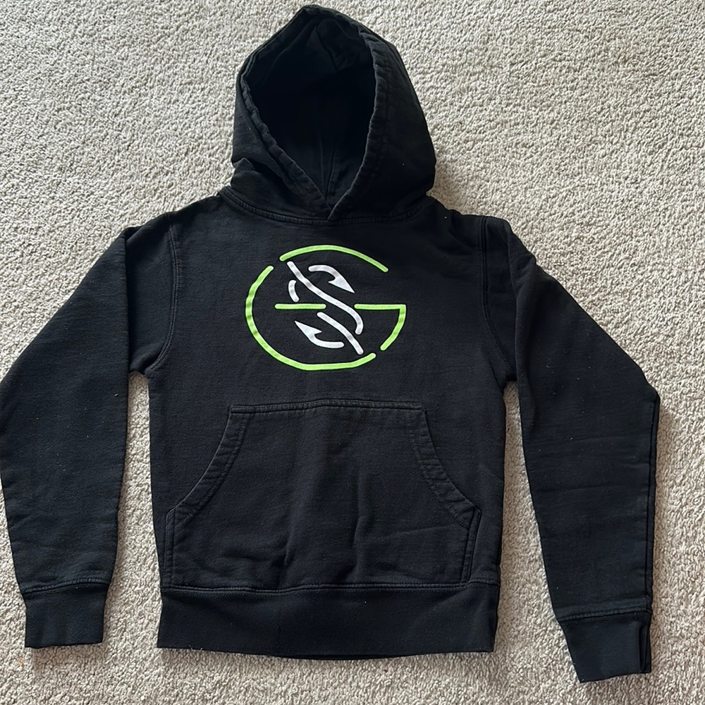 GOOGAN SQUAD boys fishing hoodie. Size YS, color black.